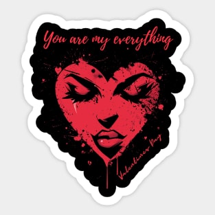 You are my everything. A Valentines Day Celebration Quote With Heart-Shaped Woman Sticker